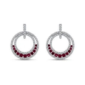 KATARINA Diamond and Ruby Dangle Earrings (1 cttw JK, I1-I2)
