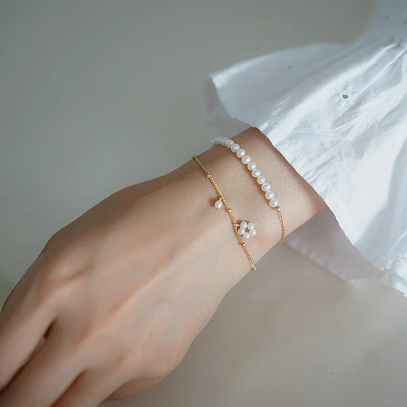 Women's Natural Freshwater Pearl Silver Bracelet